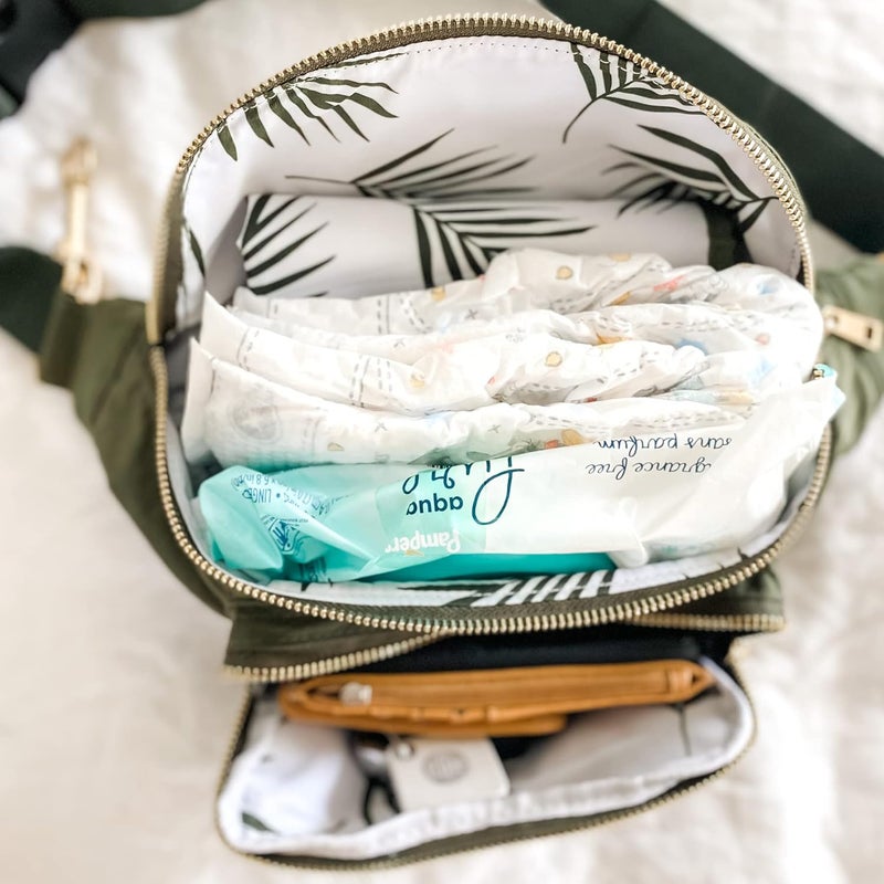 Ditty Co Store . - Lanikai Small Diaper Bag - Portable Changing Pad - Crossbody Bags For Women - Fanny Pack - Baby Travel Essentials (Olive Green) - Image 3